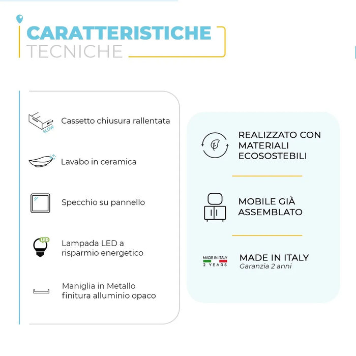 Mobile bagno sospeso 110 cm Master rovere miele con lavabo e specchio