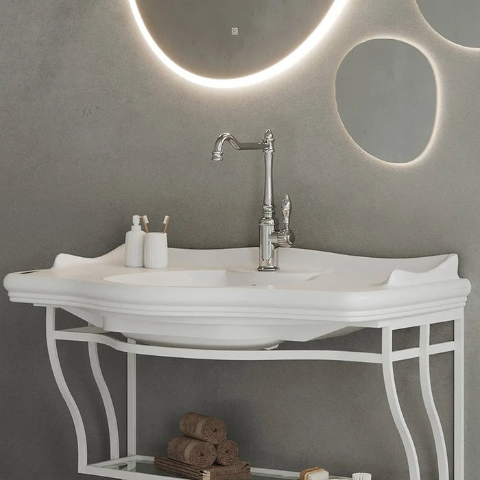 Mobile bagno sospeso 115 cm in metallo bianco con lavabo  Gardenia