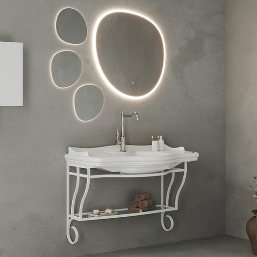 Mobile bagno sospeso 115 cm in metallo bianco con lavabo  Gardenia