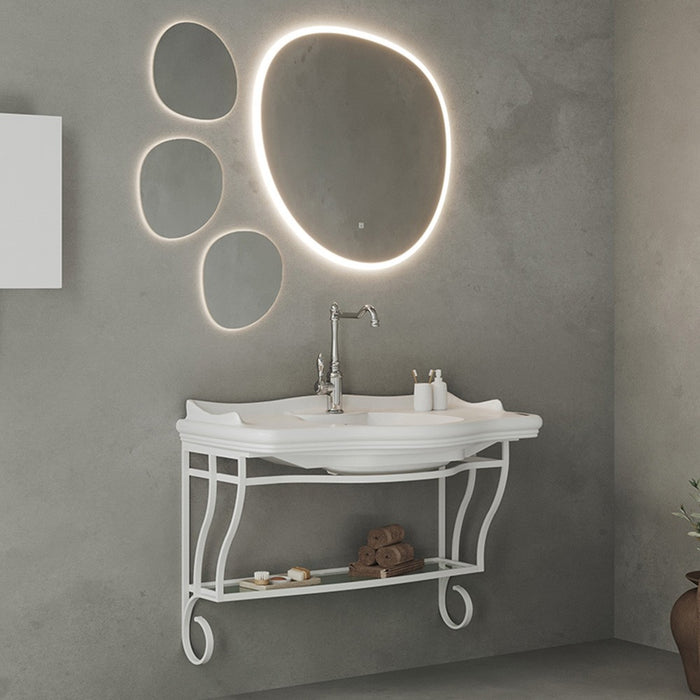 Mobile bagno sospeso 115 cm in metallo bianco con lavabo  Gardenia