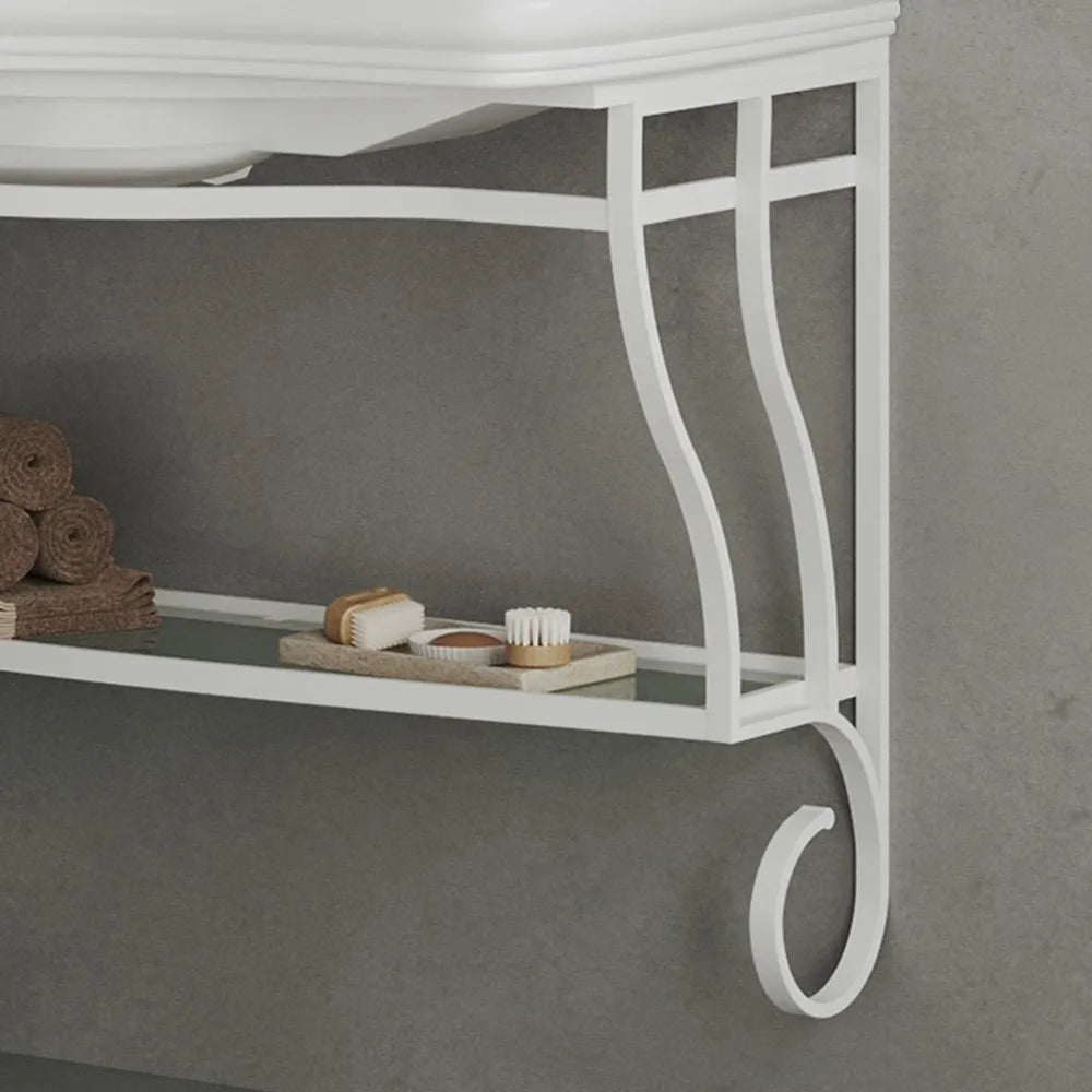 Mobile bagno sospeso 115 cm in metallo bianco con lavabo  Gardenia