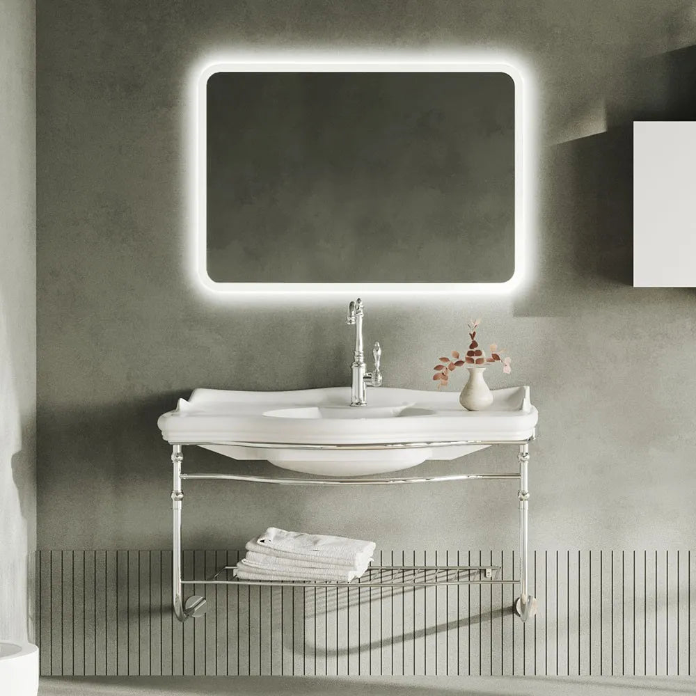 Mobile bagno sospeso 115 cm in metallo cromato con lavabo  Gardenia