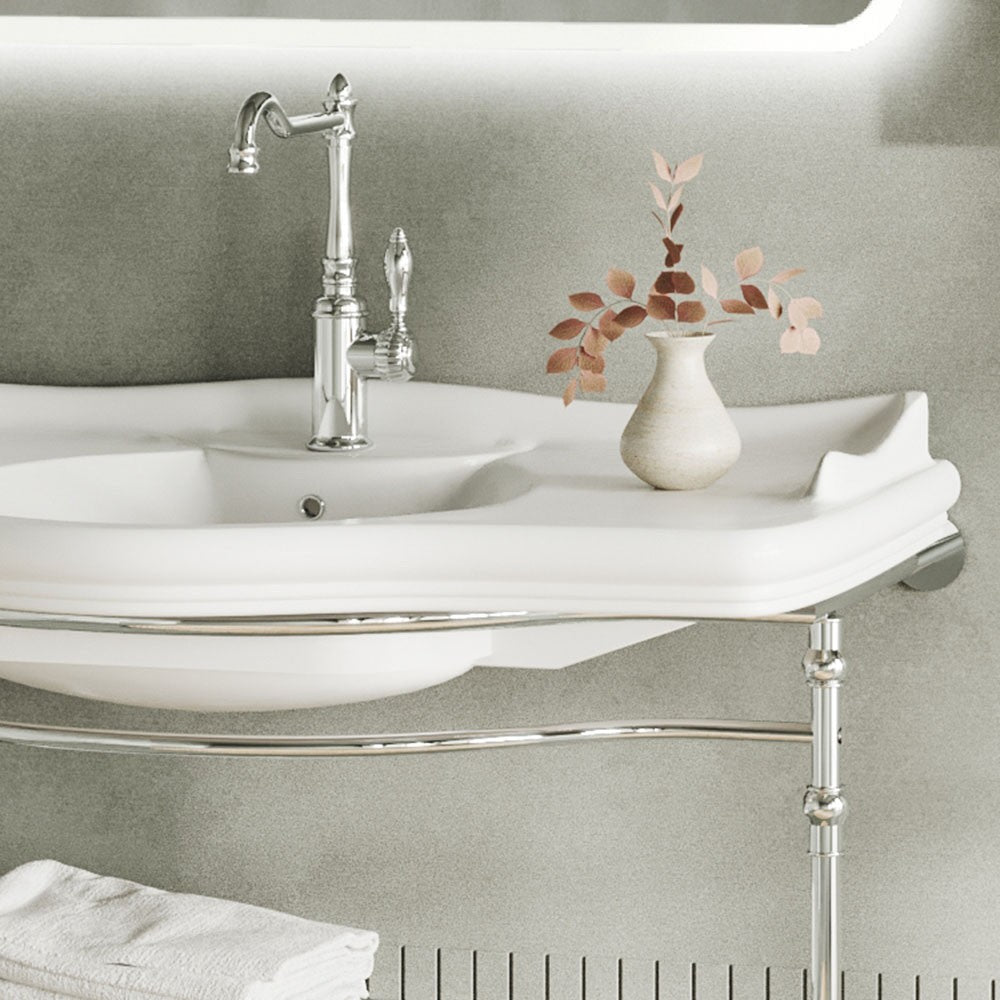 Mobile bagno sospeso 115 cm in metallo cromato con lavabo  Gardenia