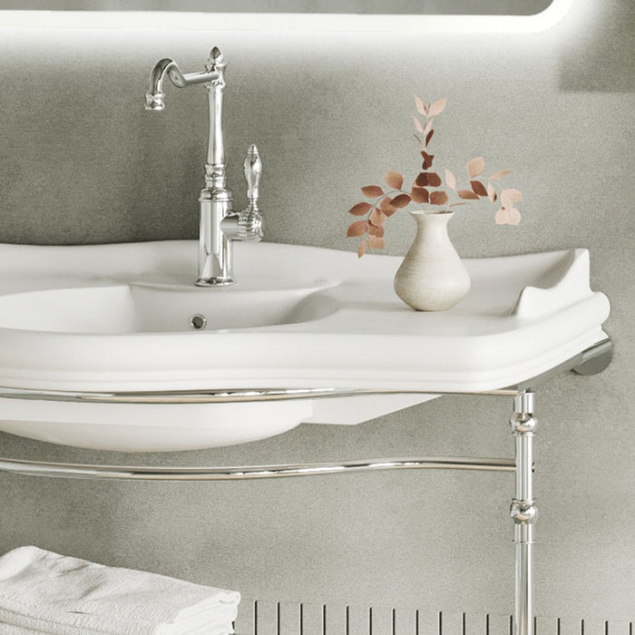 Mobile bagno sospeso 115 cm in metallo cromato con lavabo  Gardenia