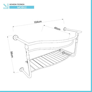 Mobile bagno sospeso 115 cm in metallo cromato con lavabo  Gardenia