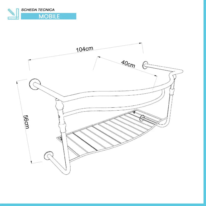 Mobile bagno sospeso 115 cm in metallo cromato con lavabo  Gardenia