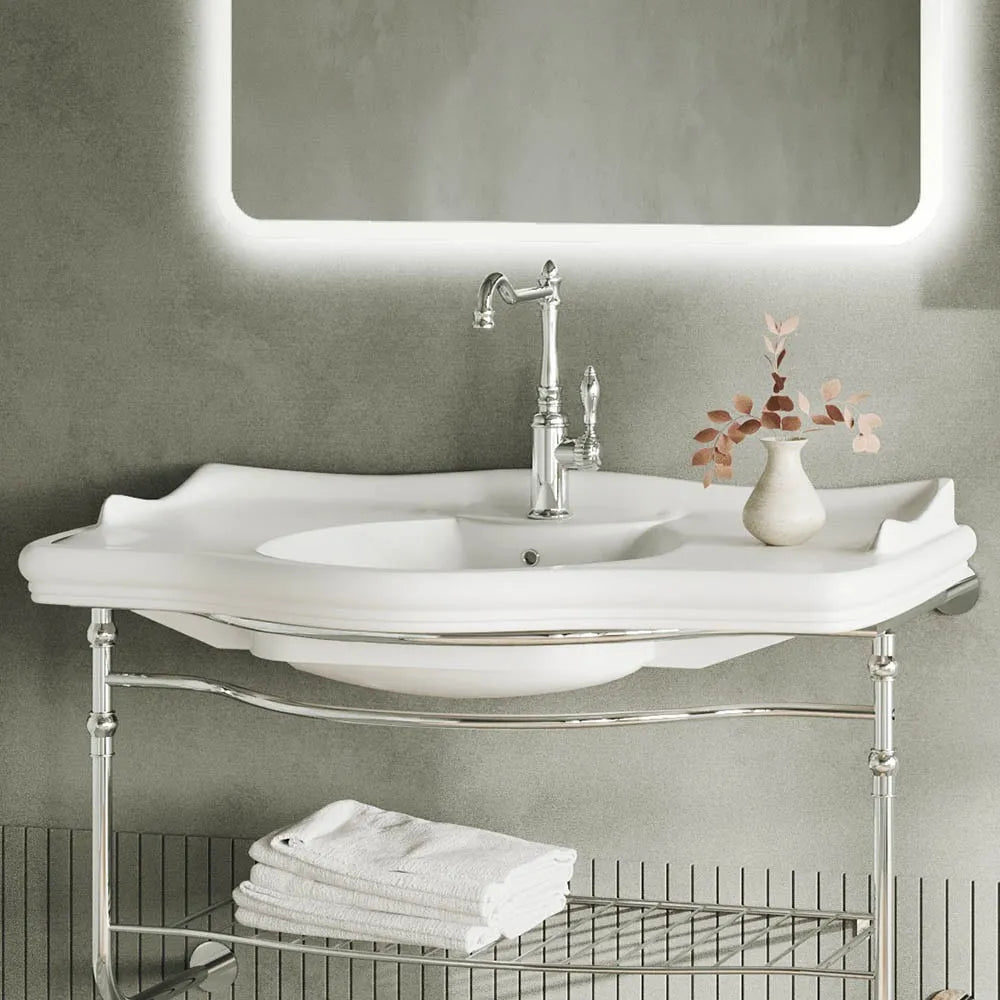 Mobile bagno sospeso 115 cm in metallo cromato con lavabo  Gardenia