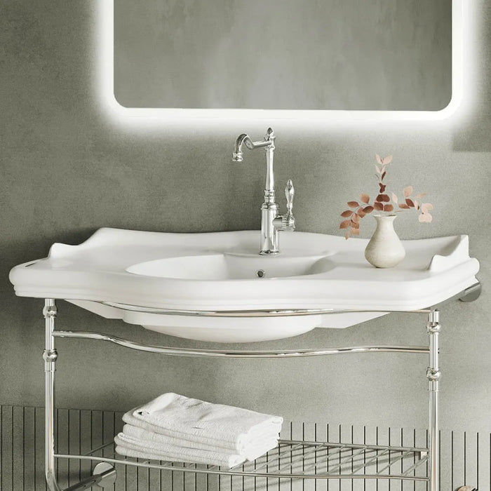 Mobile bagno sospeso 115 cm in metallo cromato con lavabo  Gardenia