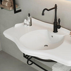 Mobile bagno sospeso 115 cm in metallo nero opaco con lavabo  Gardenia