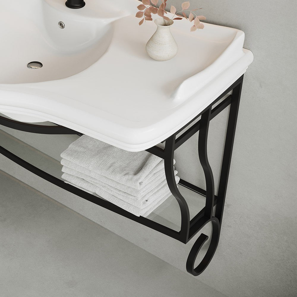 Mobile bagno sospeso 115 cm in metallo nero opaco con lavabo  Gardenia