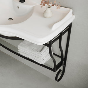 Mobile bagno sospeso 115 cm in metallo nero opaco con lavabo  Gardenia