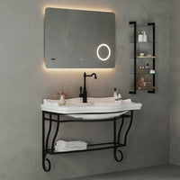 Mobile bagno sospeso 115 cm in metallo nero opaco con lavabo  Gardenia