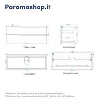 Mobile bagno sospeso 120 cm due cassetti carta da zucchero con top | Ardenne