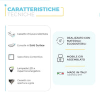 Mobile bagno sospeso 120 cm Master grigio doppio lavabo e 4 cassetti