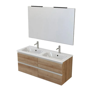 Mobile bagno sospeso 120 cm Master rovere doppio lavabo e 4 cassetti
