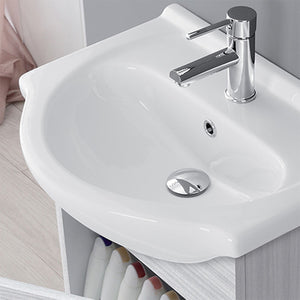 Mobile bagno sospeso 55 cm grigio completo di lavabo e specchio Desya