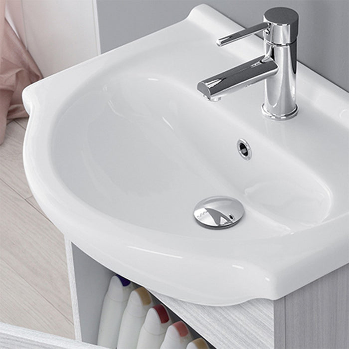 Mobile bagno sospeso 55 cm grigio completo di lavabo e specchio Desya