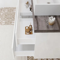 Mobile bagno sospeso 60 bianco top rovere fossile con specchio LED  Town