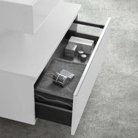 Mobile bagno sospeso 60 cm bianco lucido lavabo 120 destro e specchio Iside