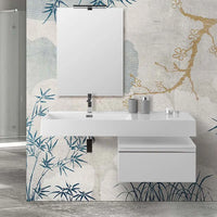 Mobile bagno sospeso 60 cm bianco lucido lavabo 120 sinistro e specchio Iside