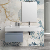 Mobile bagno sospeso 60 cm blu pastello lavabo 120 destro e specchio Iside