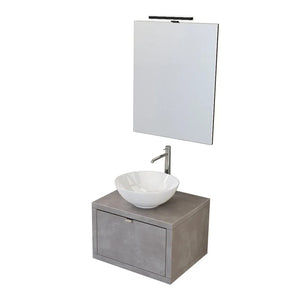 Mobile bagno sospeso 60 cm grigio cemento Master lavabo 40 e specchio