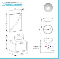 Mobile bagno sospeso 60 cm grigio cemento Master lavabo 40 e specchio