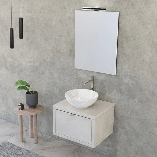 Mobile bagno sospeso 60 cm grigio nuvola Master lavabo 40 e specchio