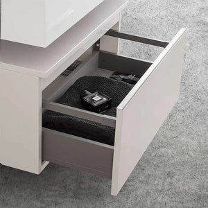 Mobile bagno sospeso 60 cm grigio perla lavabo 120 destro e specchio Iside