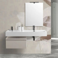 Mobile bagno sospeso 60 cm grigio perla lavabo 120 destro e specchio Iside