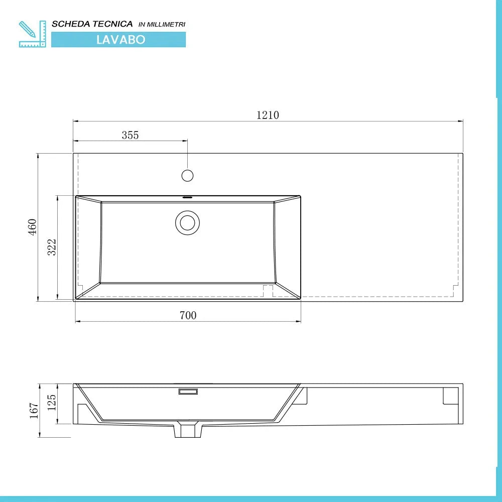 Mobile bagno sospeso 60 cm grigio perla lavabo 120 sinistro e specchio Iside