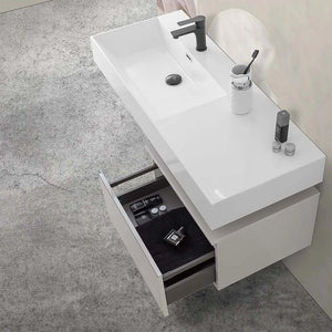Mobile bagno sospeso 60 cm grigio perla lavabo 120 sinistro e specchio Iside