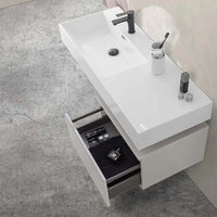 Mobile bagno sospeso 60 cm grigio perla lavabo 120 sinistro e specchio LED Iside