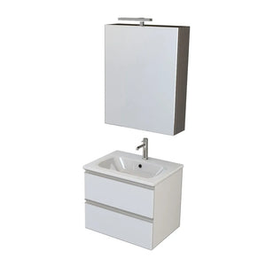 Mobile bagno sospeso 60 cm Master bianco opaco con specchio contenitore
