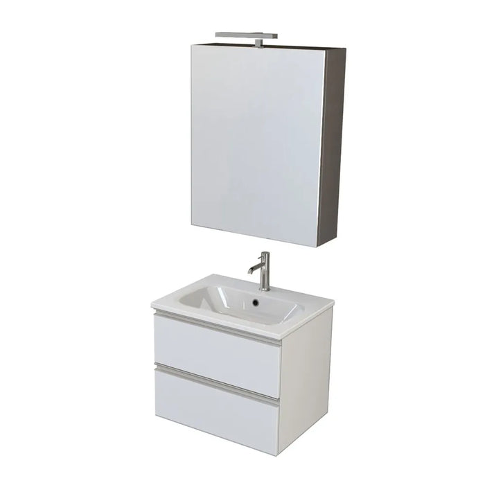 Mobile bagno sospeso 60 cm Master bianco opaco con specchio contenitore