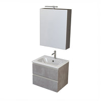 Mobile bagno sospeso 60 cm Master grigio cemento con specchio contenitore