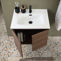 Mobile bagno sospeso 60 cm noce canaletto con 2 ante soft-close Kleo