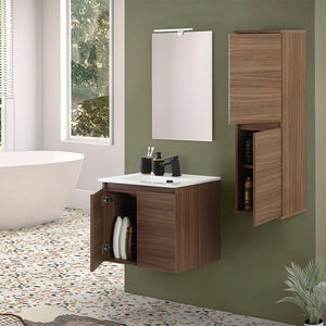 Mobile bagno sospeso 60 cm noce canaletto con 2 ante soft-close Kleo