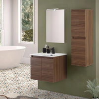 Mobile bagno sospeso 60 cm noce canaletto con 2 ante soft-close Kleo