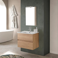 Mobile bagno sospeso 60 cm noce gold con lavabo e specchio Dafne