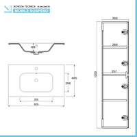 Mobile bagno sospeso 60 cm noce gold con pensile H 120 cm Dafne