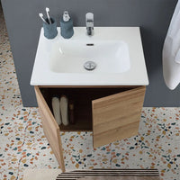 Mobile bagno sospeso 60 cm rovere africa con 2 ante soft-close Kleo