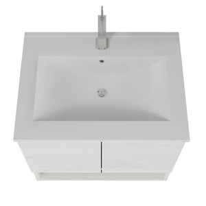 Mobile bagno sospeso 60 rovere bianco con lavabo e specchio LED  Oslo