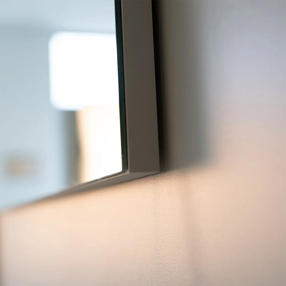 Mobile bagno sospeso 60 rovere bianco con lavabo e specchio LED  Oslo