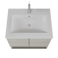 Mobile bagno sospeso 60 rovere grigio con lavabo e specchio LED  Oslo