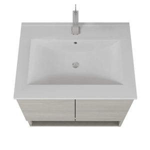 Mobile bagno sospeso 60 rovere grigio con lavabo e specchio LED  Oslo