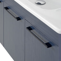 Mobile bagno sospeso 65 cm blu effetto legno con armadietto a specchio Sofia