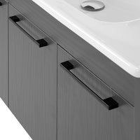 Mobile bagno sospeso 65 cm grigio effetto legno con armadietto a specchio Sofia
