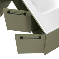 Mobile bagno sospeso 65 cm verde effetto legno con armadietto a specchio Sofia