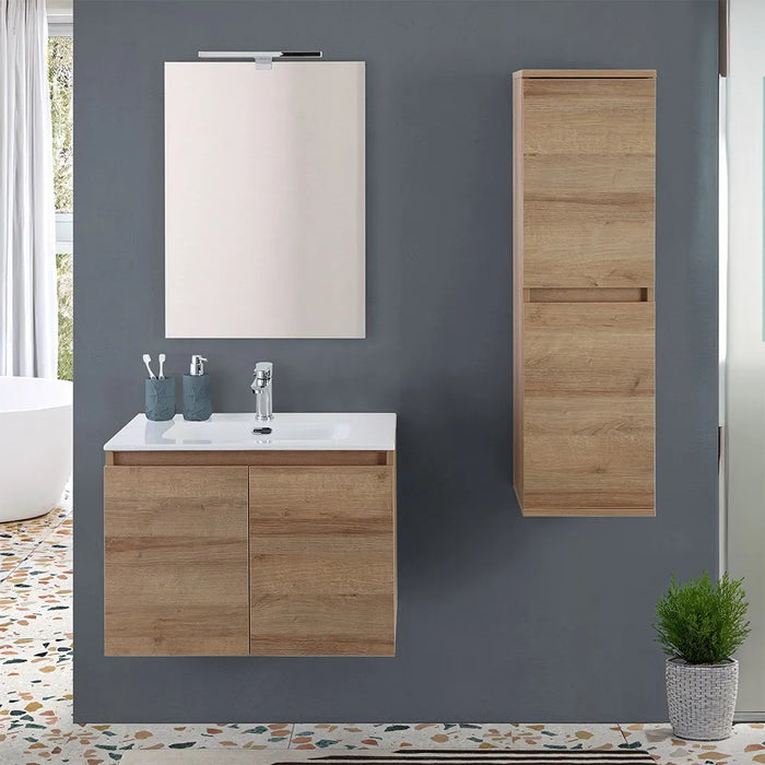 Mobile bagno sospeso 70 cm rovere africa con 2 ante soft-close Kleo